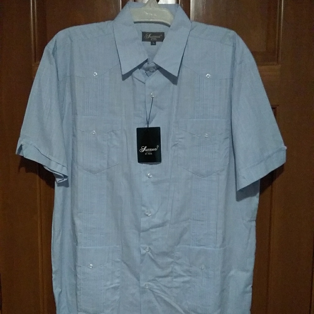 Successor Men's Light Blue Guayabera Shirt